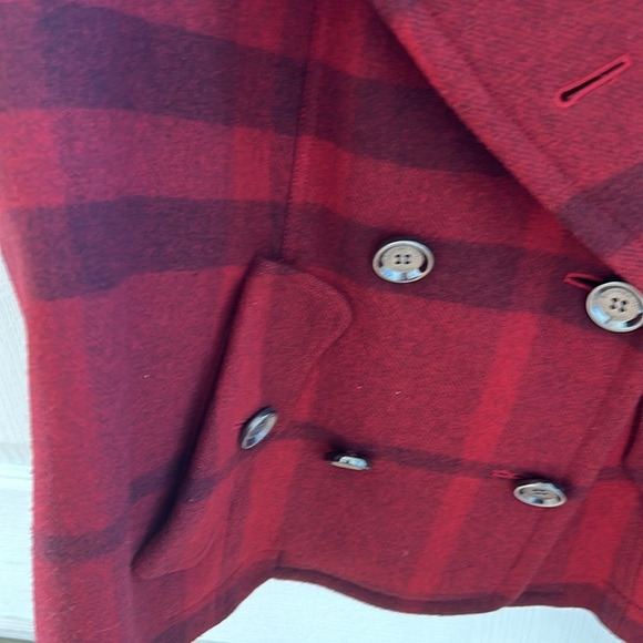 Burberry Brit women’s red check wool coat size 10 - Picture 3 of 6